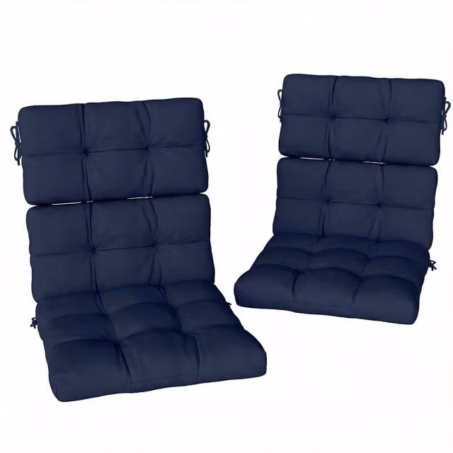 Outsunny 2-Piece Water Repellent Garden Patio Chair Cushion Set with Backrest and Ties, Dark Blue – 1