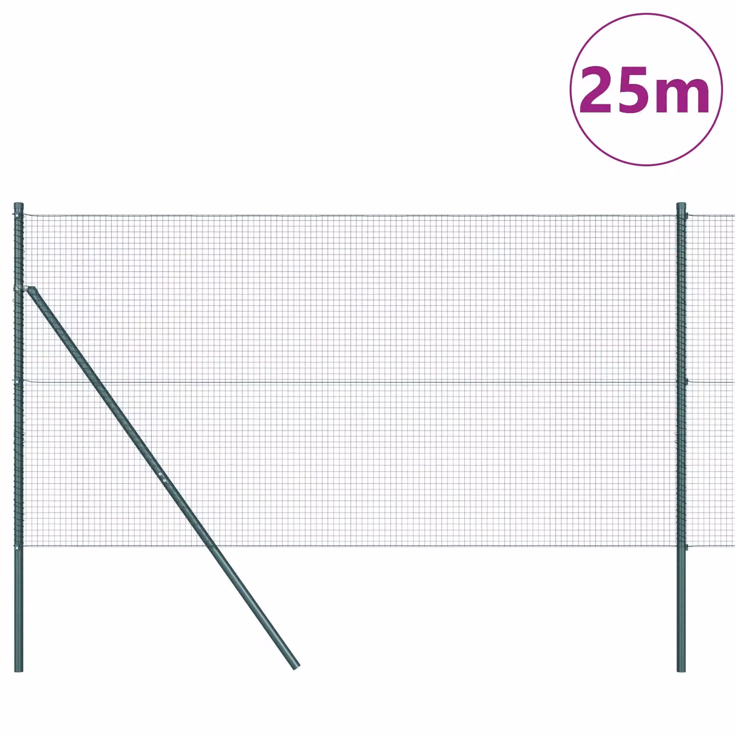 Berkfield Home Green Steel Welded Wire Fence with 13 Posts, H: 120 cm, L: 25 m – 3