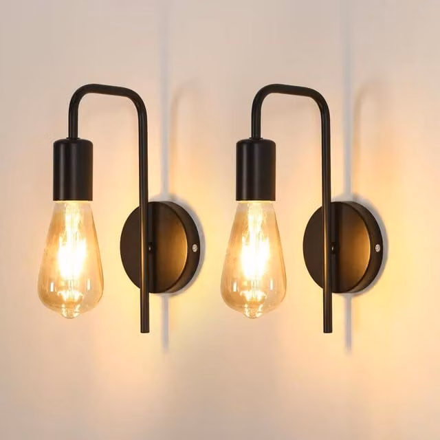 Goeco 2 Pack Industrial Vintage Wall Lights in Jet Black with E27 Retro Design – 1