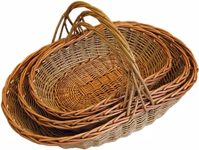 Red Hamper Wisley Garden Trugs Set of 3 in Brown and Red Wood