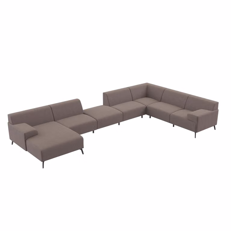 Dôme Deco Lugano Modular U-Shape Sofa in Grey Fabric