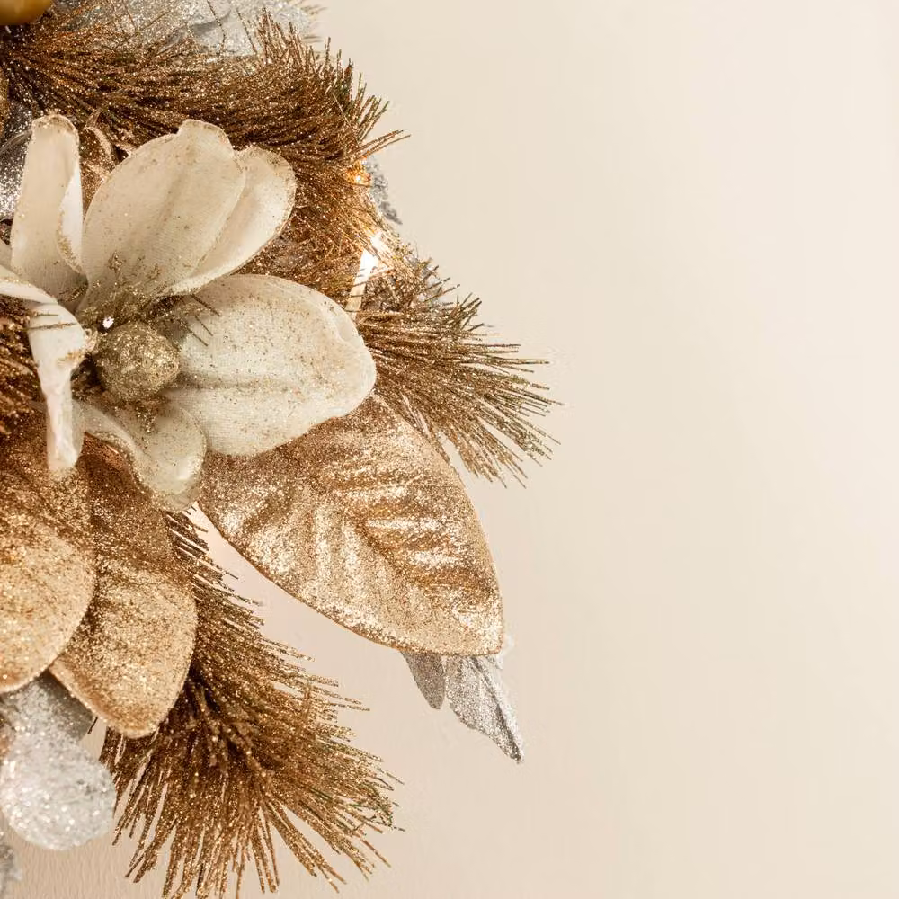 Marco Paul Gold LED Flower Wreath with Cool and Warm White Light, Diameter: 40 cm – 2