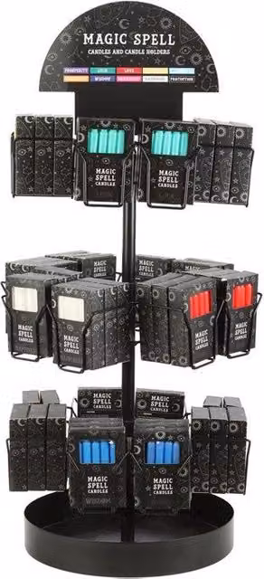 KDMD Set of 72 Magic Spell Candles on Tabletop Spinner Display in Black and Multicolour – 1