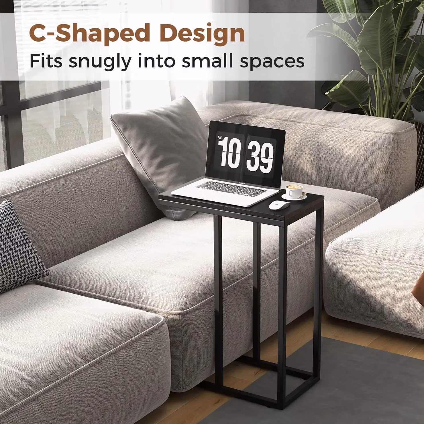 Costway C-Shaped End Table in Black, Height: 64 cm – 8
