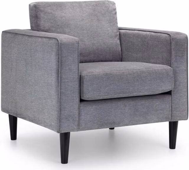 Ashfield Grey Chenille Fabric Modern Armchair