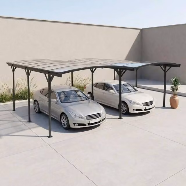 sweeek Dark Grey Aluminium and Polycarbonate Carport Extension, 15m²