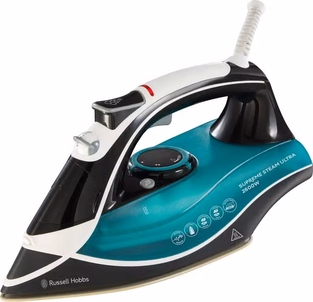 Russell Hobbs Supremesteam Vertical Steamer in Green and Turquoise with Non-Stick Plate and Anti-Calc Function