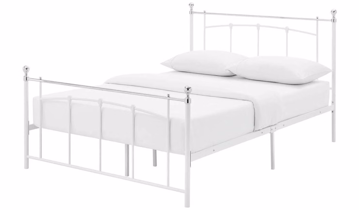Yani Double Metal Bed Frame in White Industrial Style Bedroom Furniture W/D/H: 140 x 200 x 105 cm
