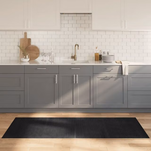 Berkfield Home Rectangular Bamboo Rug in Grey, W: 80 cm, L: 200 cm
