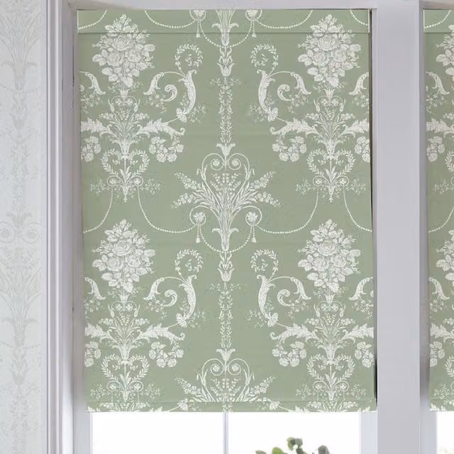 Laura Ashley Josette Made to Measure Blackout Roman Blind in Fresh Green Floral Design