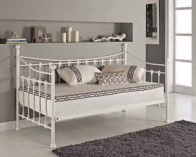 KOSY KOALA White Metal Daybed with Foam Mattress, 3ft Single, W/D/H: 200 x 90 x 115 cm – 2