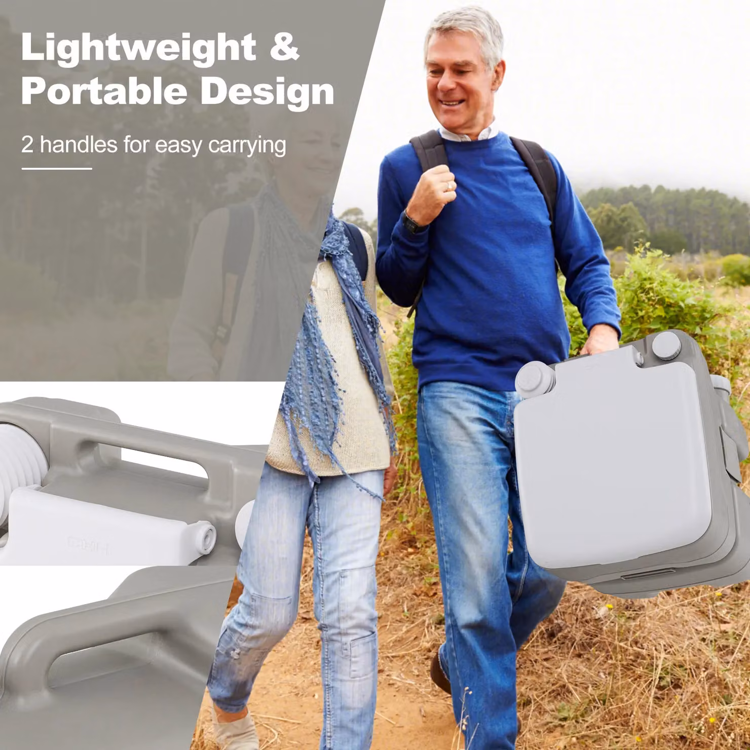 Costway Portable Toilet with 20 L Waste Tank and Flush Pump, Grey, W/D/H: 41.0 x 42.0 x 35.0 cm – 4