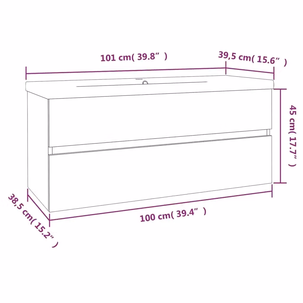Berkfield Home Sink Cabinet with Built-in Basin in Smoked Oak Brown Engineered Wood – 3