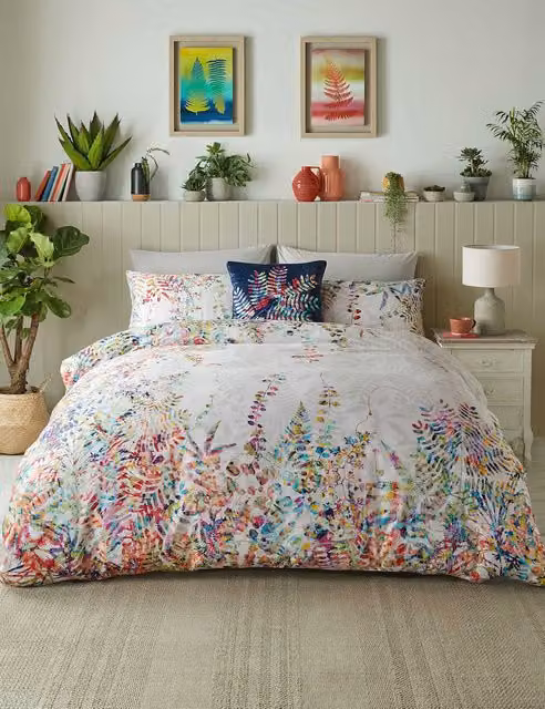 Clarissa Hulse Cascading Kaleidoscope Floral Bedding Set, Multicolour, Mako Cotton Sateen, W: 140 cm, L: 200 cm