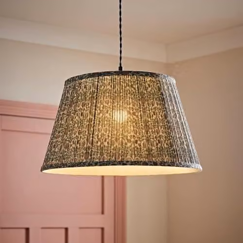 ValueLights Abel Large Green and Multicolour Floral Pleated Tapered Ceiling Light Lamp Shade and Bulb, Shade Width: 45 cm – 1