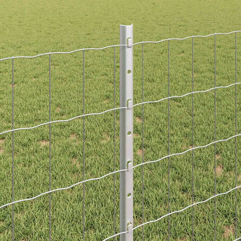 Berkfield Home Euro Fence with 5 U Posts, Galvanised Steel, Silver/Grey, 0.8 x 10 m – 2