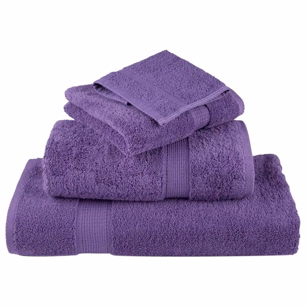 Berkfield Home SOLUND Premium Cotton Terry Bath Towels, 4 Piece Set, Purple, W: 100 cm, L: 150 cm, 600 gsm – 4