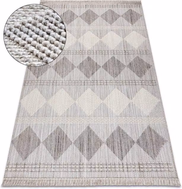 RugsX Nano Grey Diamond Pattern Polyester Rug, W: 120 cm x L: 170 cm