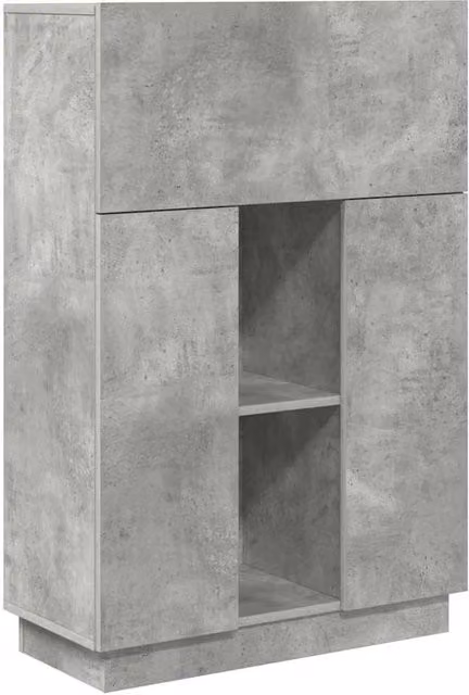 Berkfield Home Concrete Grey Computer Desk with Enclosed Cabinet Storage