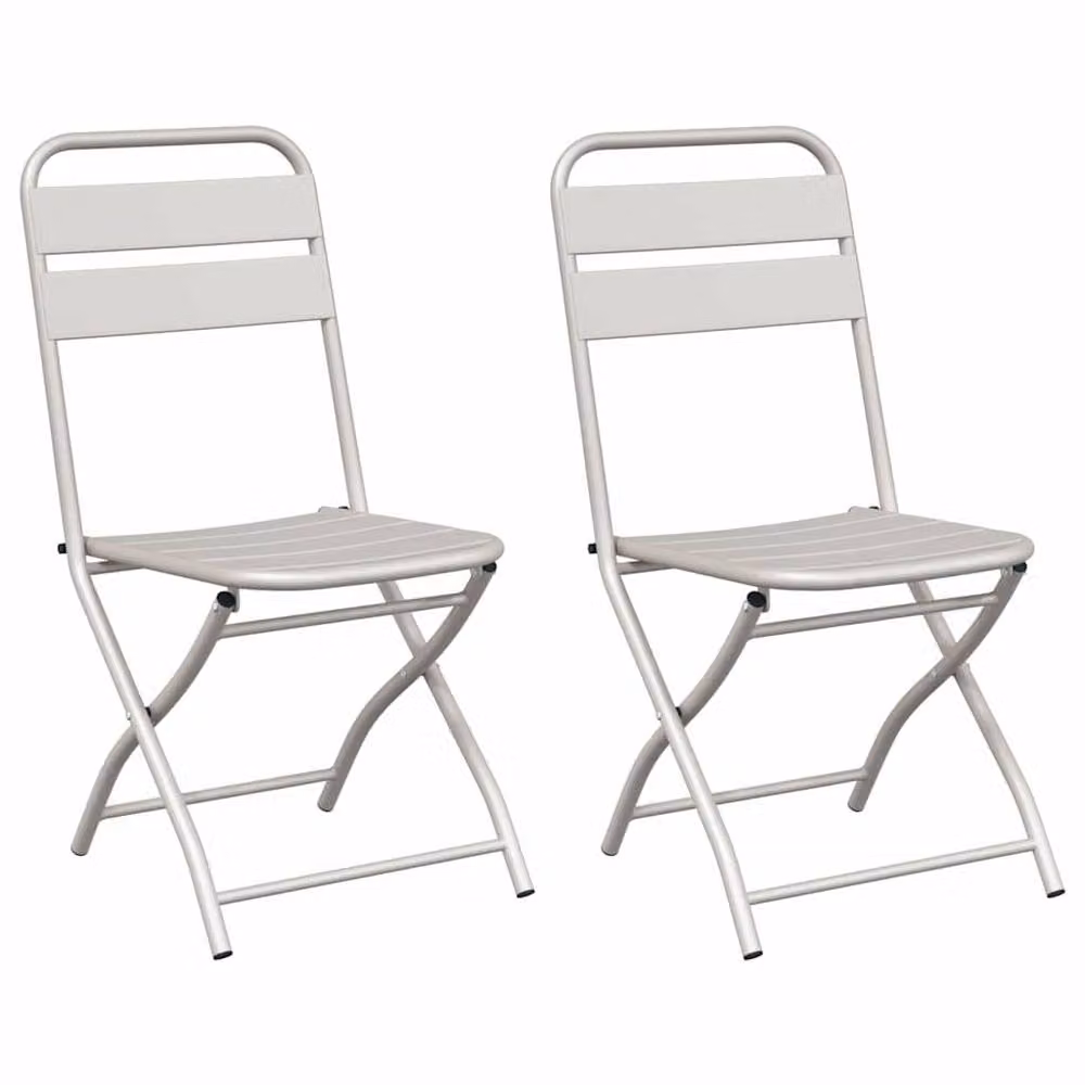 Berkfield Home Modern Folding Garden Chairs, 2 Piece Set, Beige, W: 42 cm, D: 40 cm, H: 82 cm – 3
