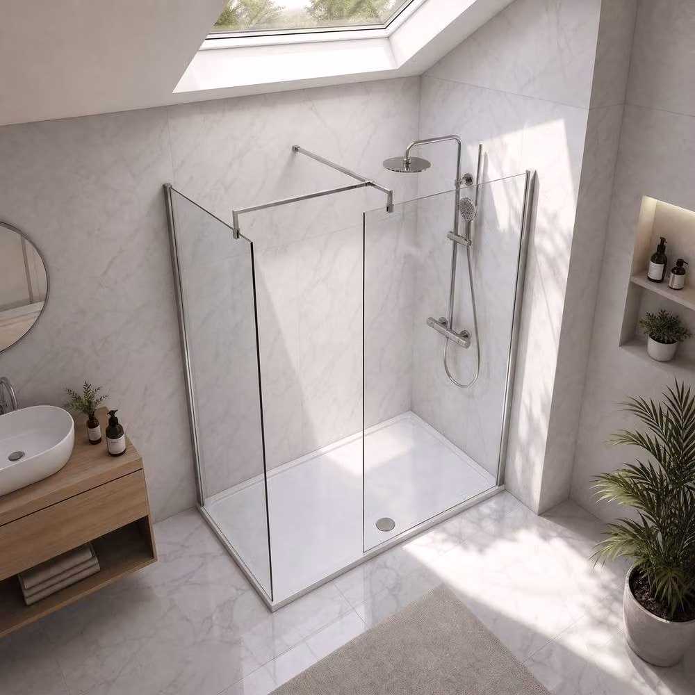 Balterley Walk-In Wetroom Bundle, Silver and Chrome, W: 1600 mm, D: 700 mm