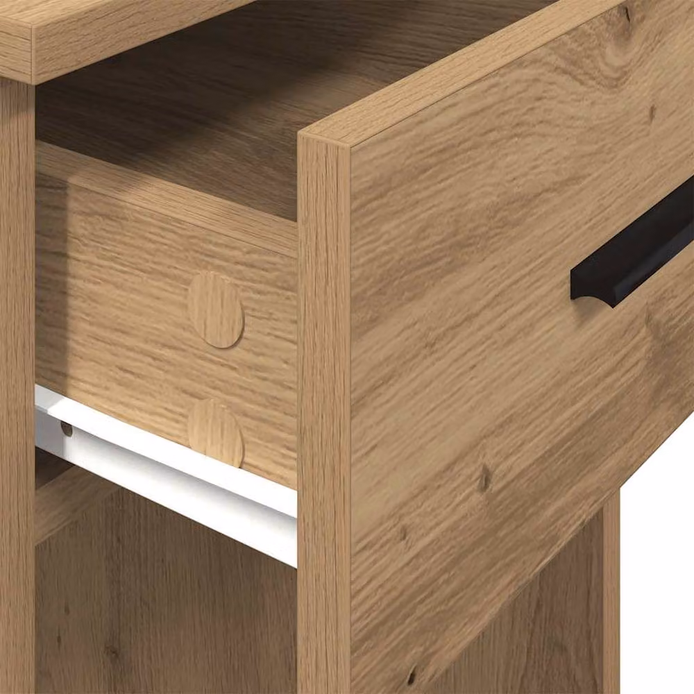 Berkfield Home Computer Tower Stand with Drawer in Artisan Oak Brown, W/D/H: 35 x 45 x 77 cm – 3