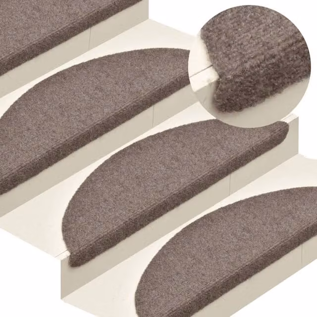 Berkfield Home Self-adhesive Needle Punch Stair Mats, 10 Pieces, Beige, W: 56 cm, D: 17 cm, H: 3 cm – 1