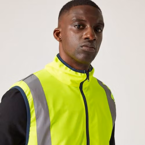 Regatta Men's Hi-Vis Class 1 Full Zip Polyester Vest in Yellow and Blue, Size: XXL – 4