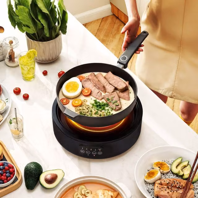 HOMCOM Black Electric Ceramic Glass Hob with Grill Plate and 4 Heat Levels