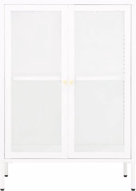 Berkfield Home Modern White Sideboard in Steel and Glass, W/D/H: 75 x 35 x 105 cm
