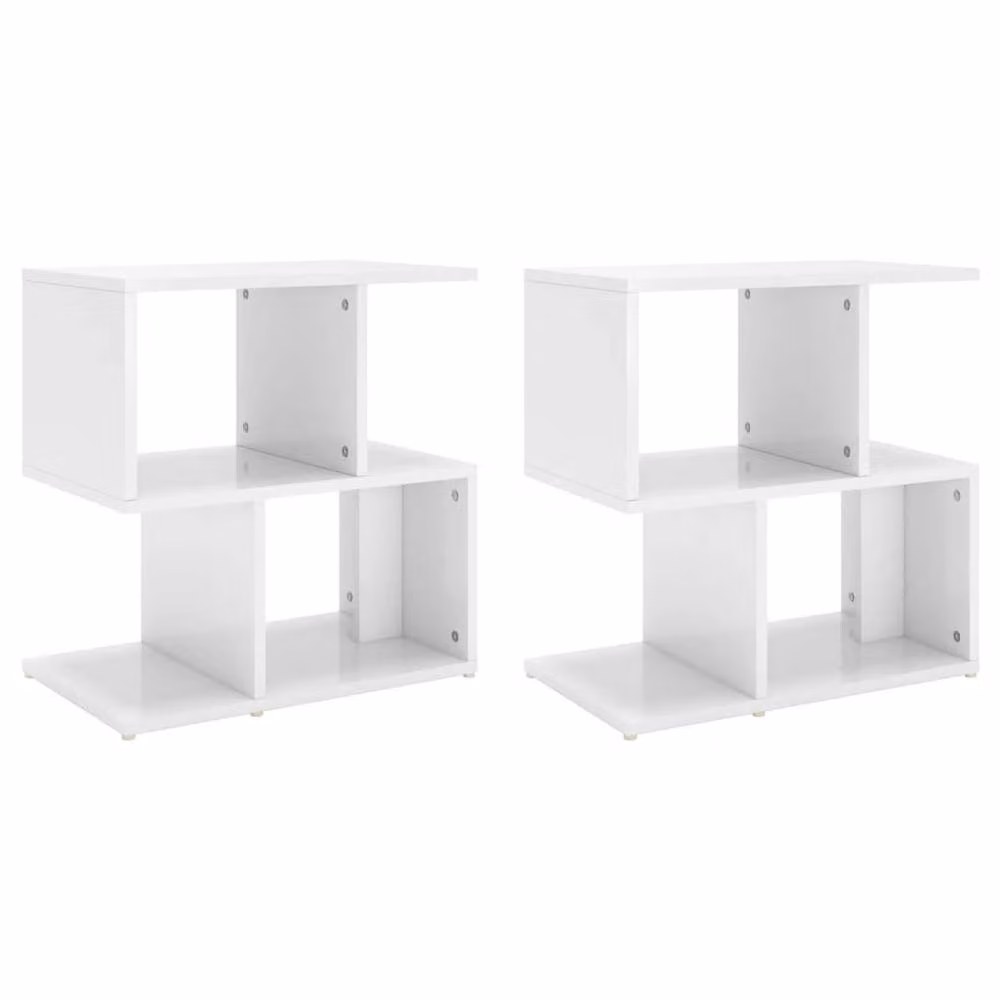 Berkfield Home Elegant High Gloss White Bedside Cabinets, Set of 2, W/D/H: 50 x 30 x 51.5 cm – 2