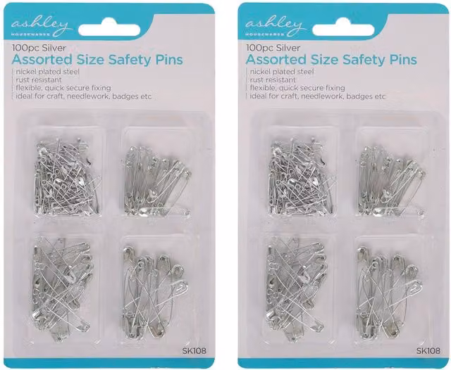 Ashley Stainless Steel Safety Pins in Silver