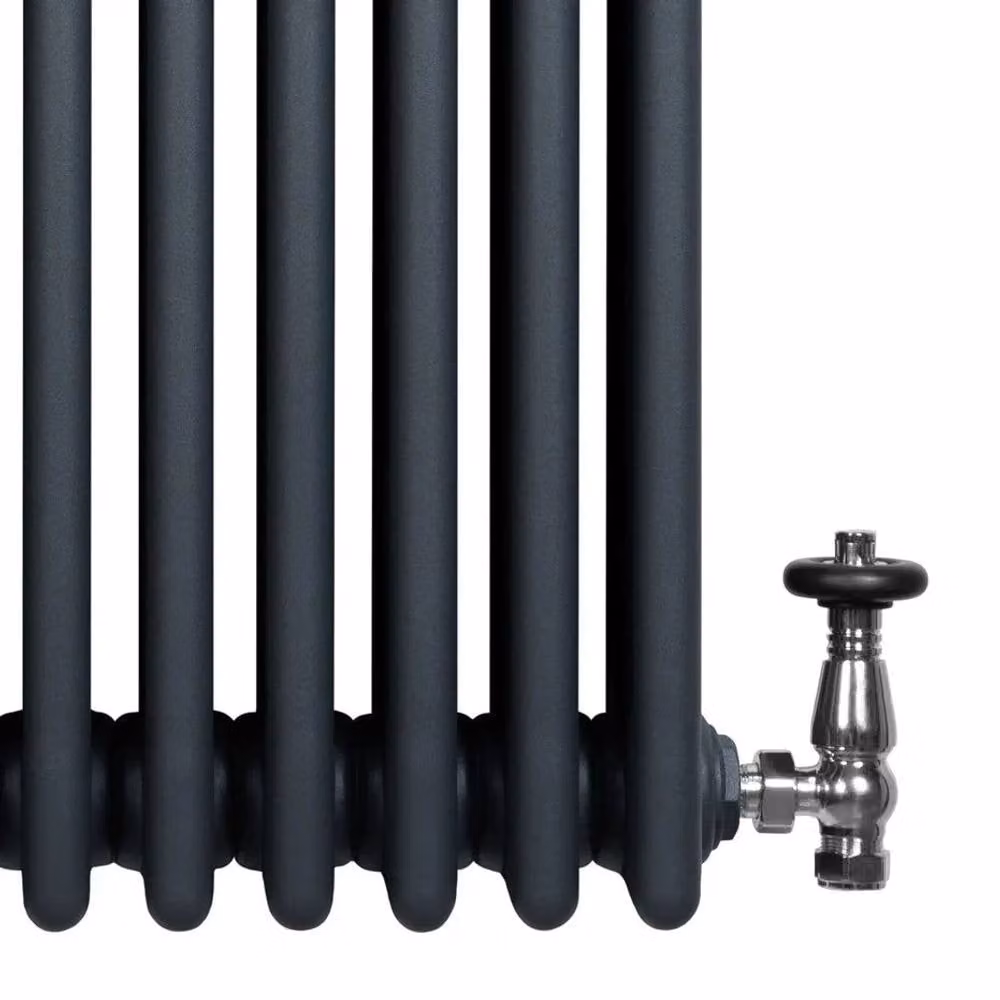 Monstershop Traditional 4 Column Steel Radiator with Integrated Valves, Anthracite Grey, H: 60.0 cm, W: 42.5 cm – 5