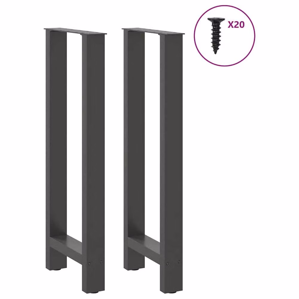 Berkfield Home Coffee Table Legs in Anthracite Black Steel, 2 pcs, H: 40 x W: 100-101 cm – 2