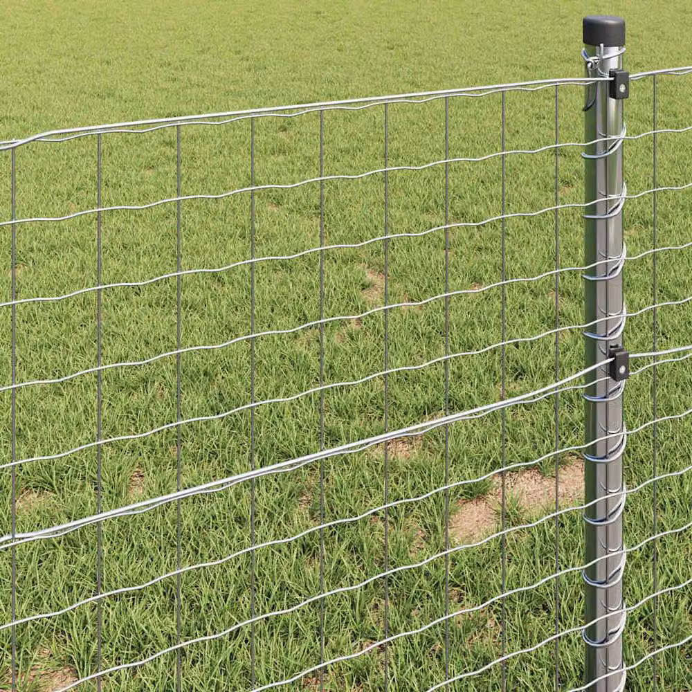 Berkfield Home Elegant Euro Fence Galvanised Steel in Silver, W: 10 m, H: 0.4 m – 2
