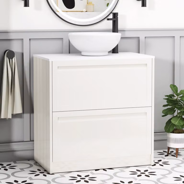 Royal Bathrooms Elmore Classic White Floor Standing 2 Drawer Vanity Unit with Breeze Basin