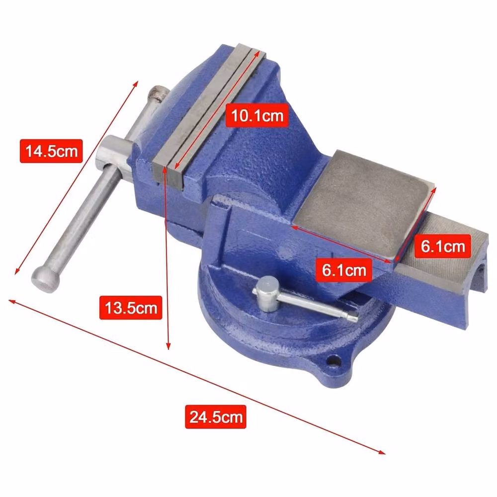 SPETLEK 4 inch Heavy Duty Engineer Jaw Work Bench Vice with Swivel Base, Blue – 2