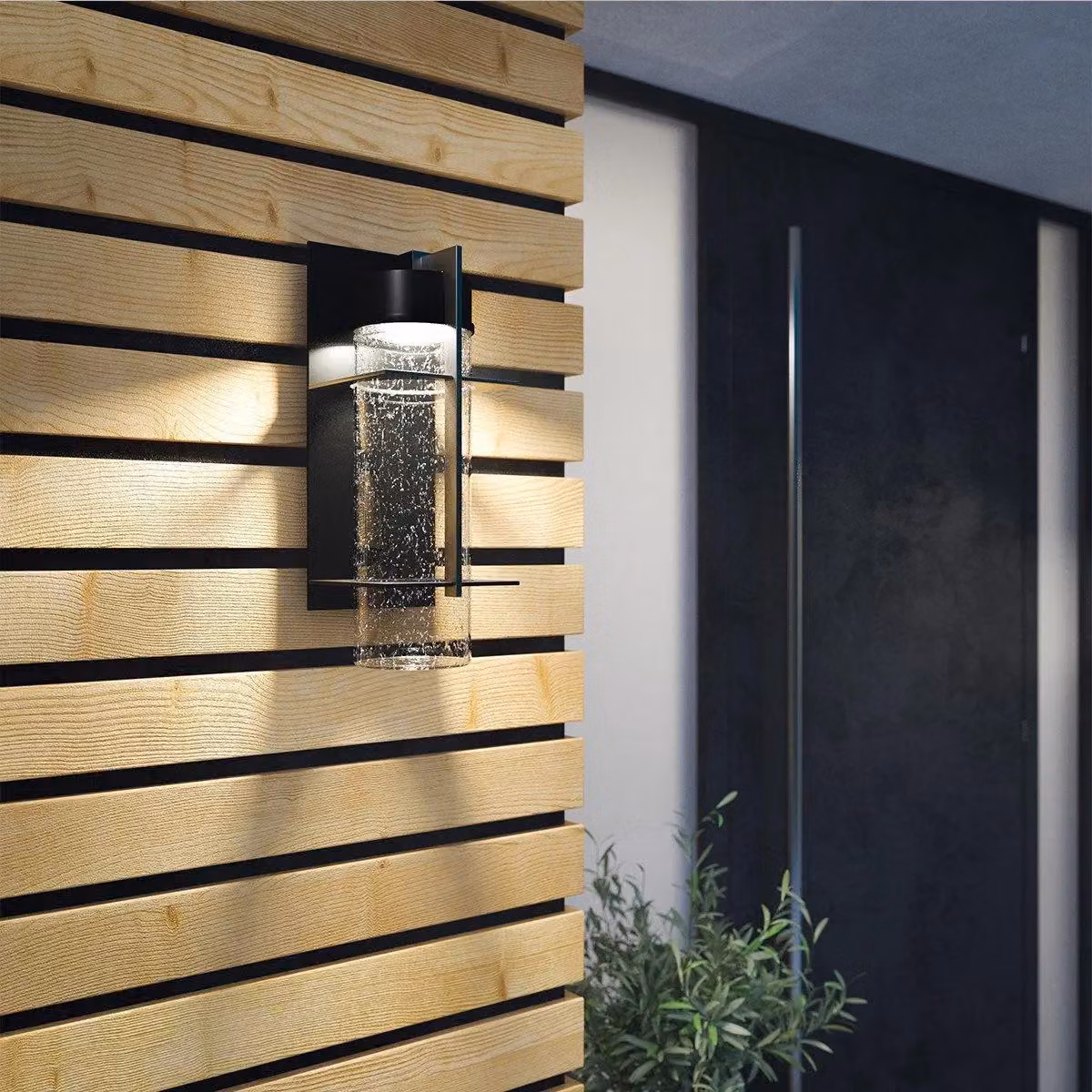 Quoizel Eames Modern LED Outdoor Wall Lamp in Black with Transparent Glass, IP44 Rated, Warm White 3000K – 4