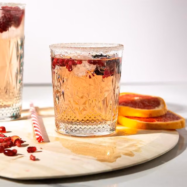 Bormioli Rocco Geometric Tumbler Glass Set, Transparent, 370 ml