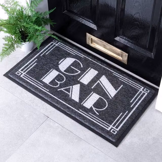 Artsy Mats Black Gin Bar Indoor Outdoor Non-Slip Weatherproof Doormat