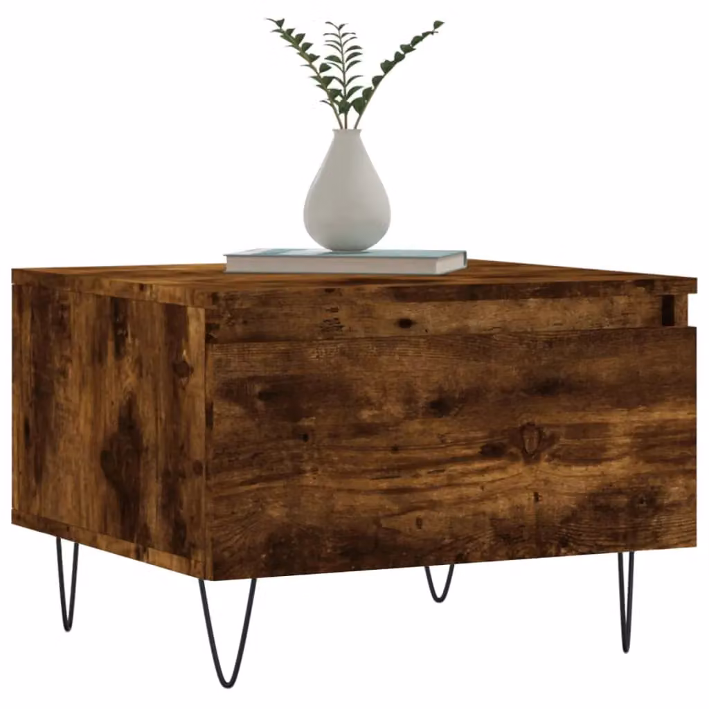 Berkfield Home Set of 2 Nested Coffee Tables in Smoked Oak Brown, W/D/H: 50 x 46 x 35 cm – 3