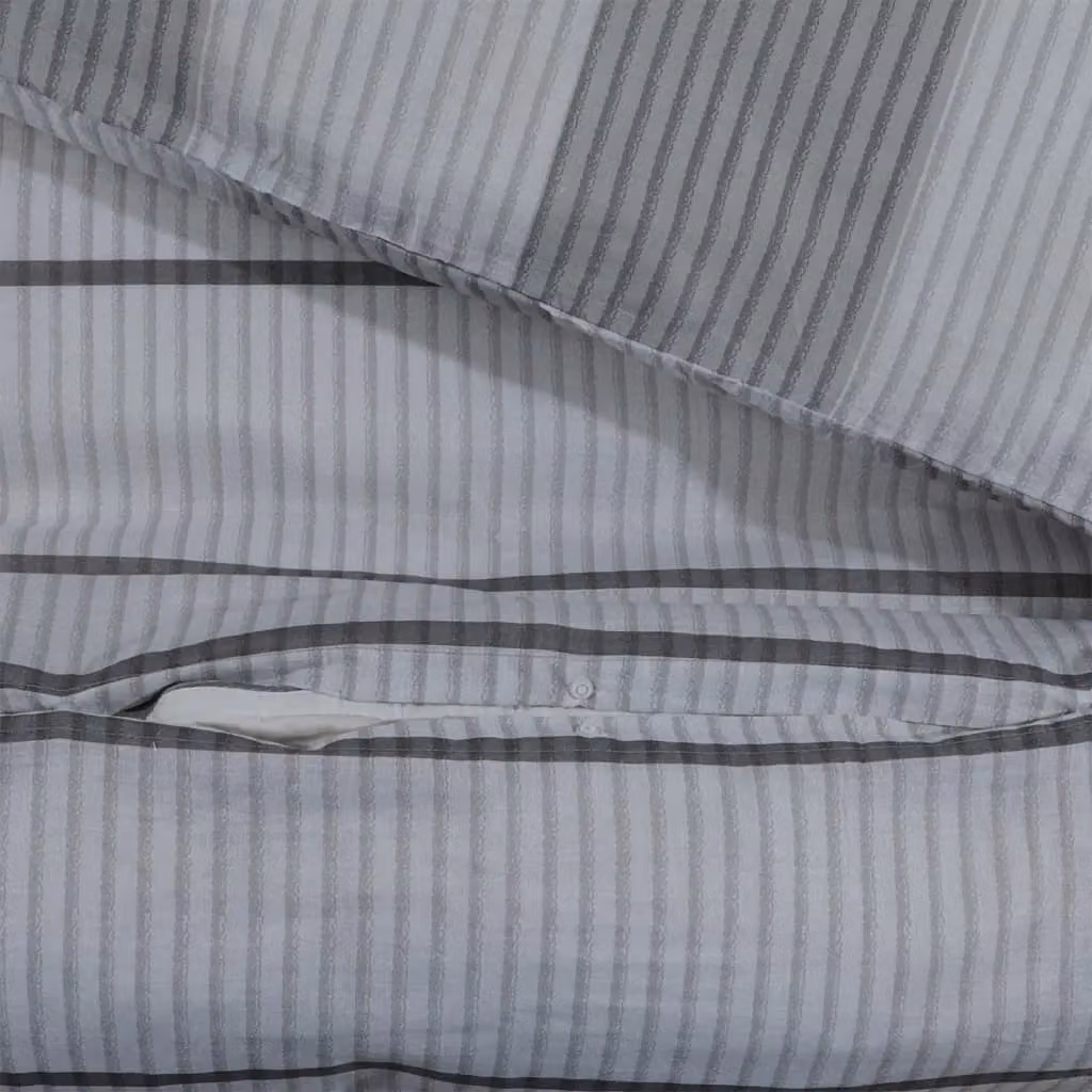 Berkfield Home Grey Cotton Duvet Cover and Pillowcase Set, W/D/H: 140 x 200 cm – 2