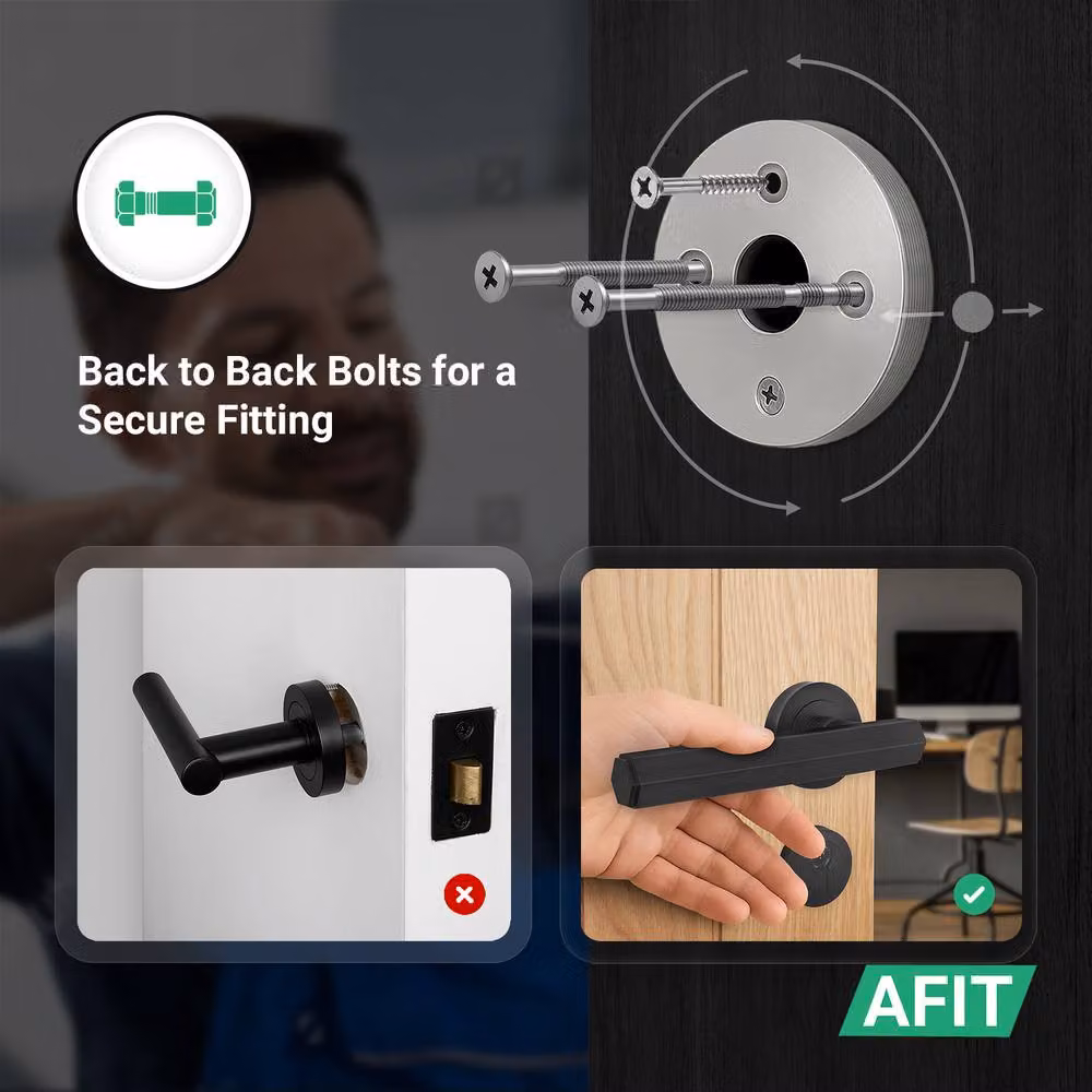 AFIT Black Fire Door Handle Euro Lock Thumbturn Cylinder Set with Hinges – 3