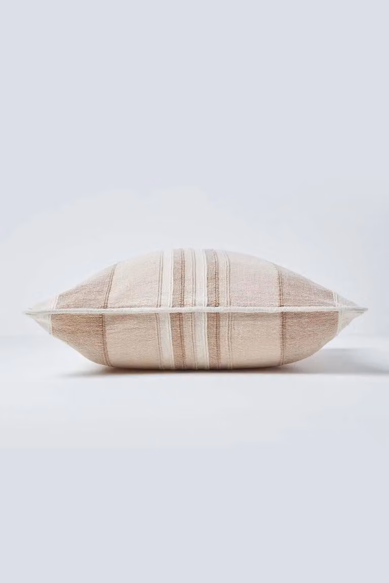 Homescapes Morocco Striped Cotton Cushion Cover in Beige, W/D/H: 45 x 45 x 0 cm