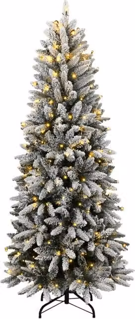 Berkfield Home Flocked Green Artificial Christmas Tree with 300 LEDs, Height: 240 cm