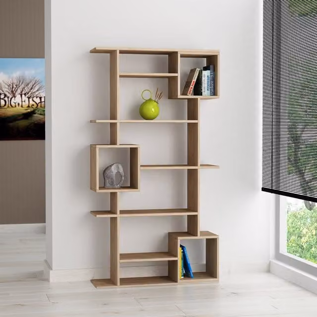 Decortie Soto Modern Oak Bookcase Display Unit in Brown