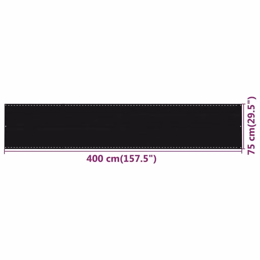 Berkfield Home Black HDPE Balcony Screen W: 75 cm, L: 400 cm – 3