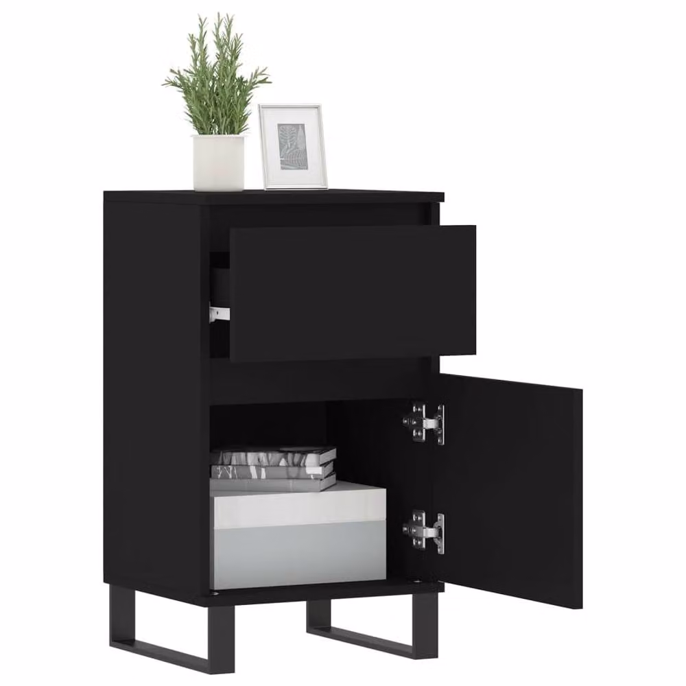 Berkfield Home Set of 2 Modern Black Sideboards in Engineered Wood W/D/H: 40 x 35 x 70 cm – 3