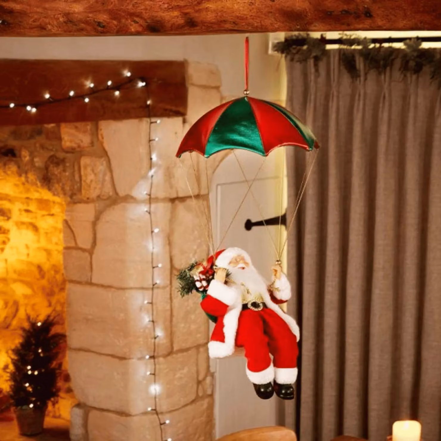 Samuel Alexander Red Hanging Parachuting Santa Christmas Decoration, Height: 60 cm – 2