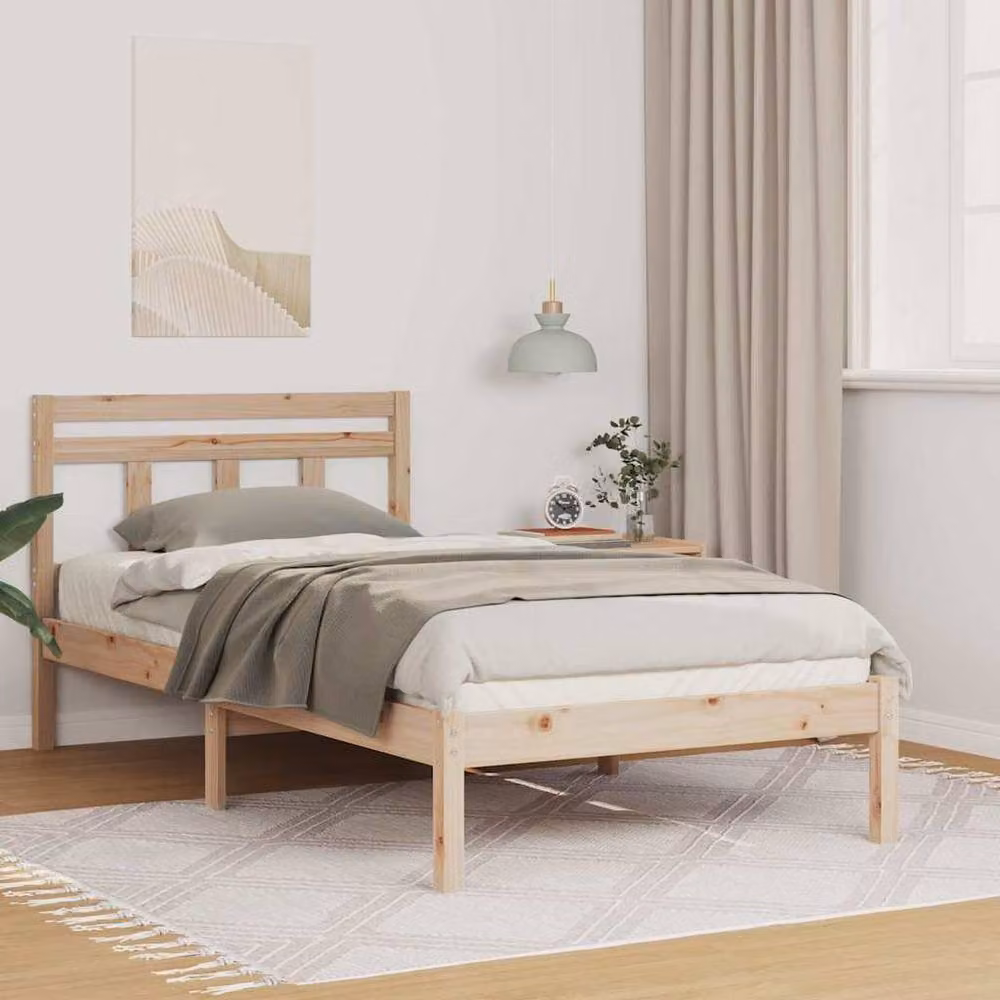 Berkfield Home Solid Pine Wood Bed in Brown, W: 90 cm, L: 190 cm – 2